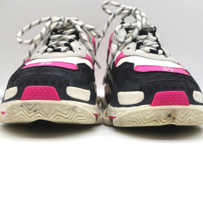 Balenciaga Triple S Sneakers White Mesh &amp; Pink Leather Size 39 - Celebrity Owned