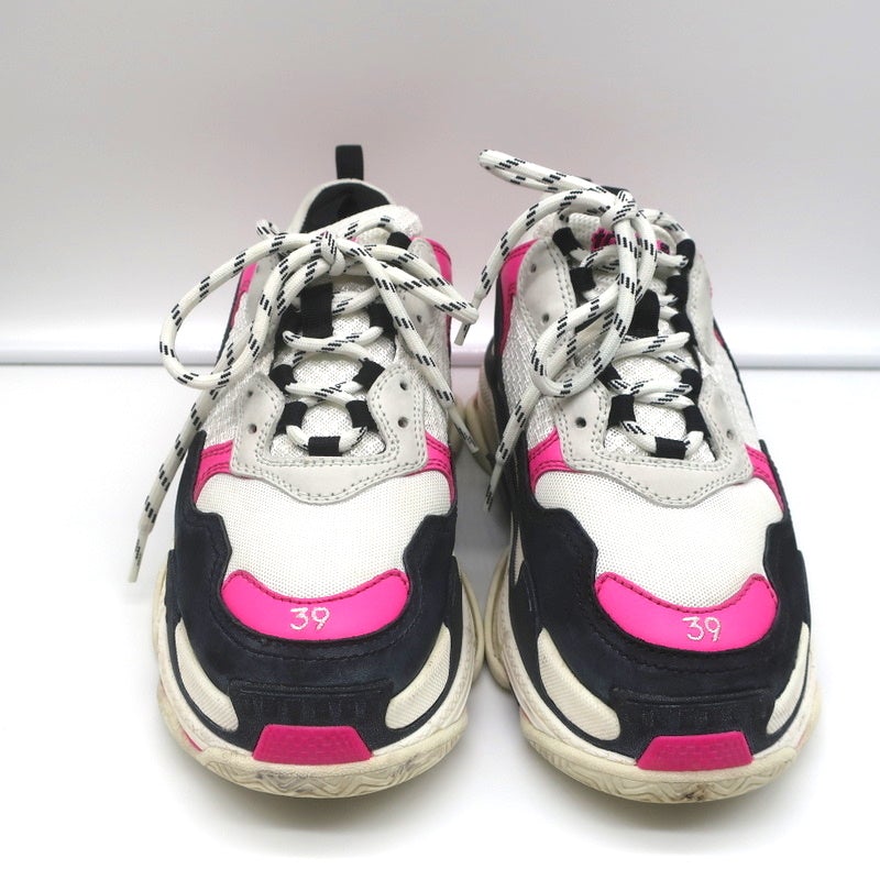 Balenciaga Triple S Sneakers White Mesh &amp; Pink Leather Size 39 - Celebrity Owned