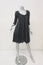 Bally Dress Black Satin-Trim Silk Size US 2 Scoop Neck 3/4 Sleeve