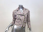Bally Moto Jacket Off-White/Purple Floral Print Suede Size US 6 Lace-Up Details