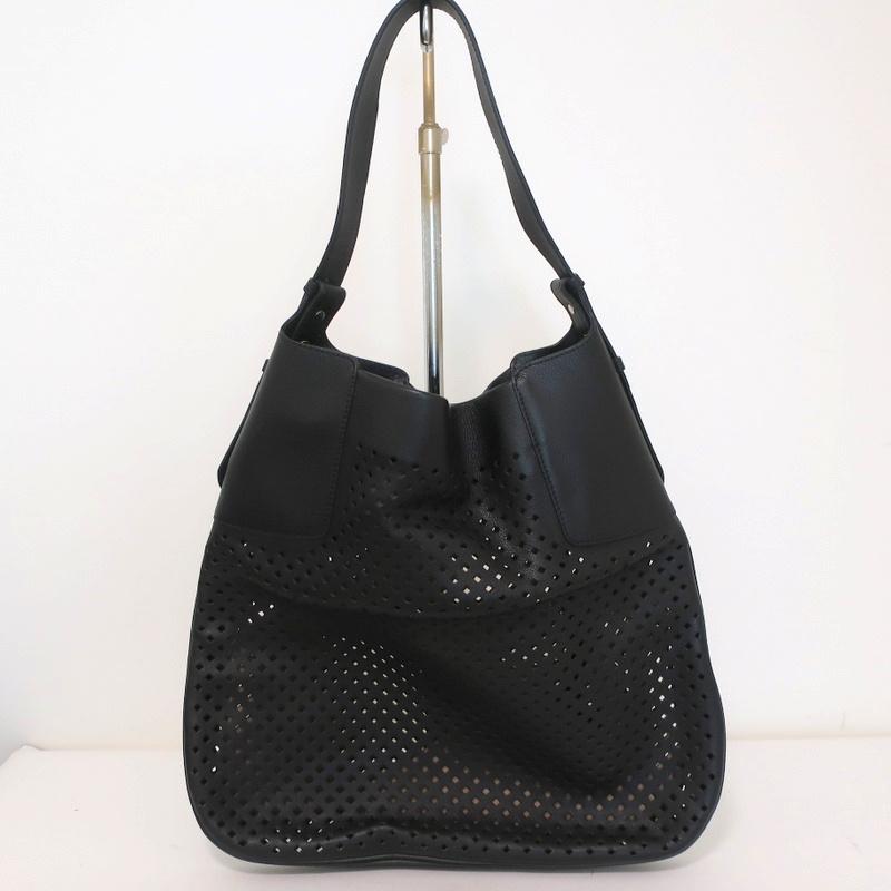 Bally Pamia Hobo Black Laser Cut Leather Extra Large Shoulder Bag NEW - Celebrity Owned