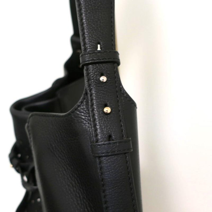Bally Pamia Hobo Black Laser Cut Leather Extra Large Shoulder Bag NEW - Celebrity Owned