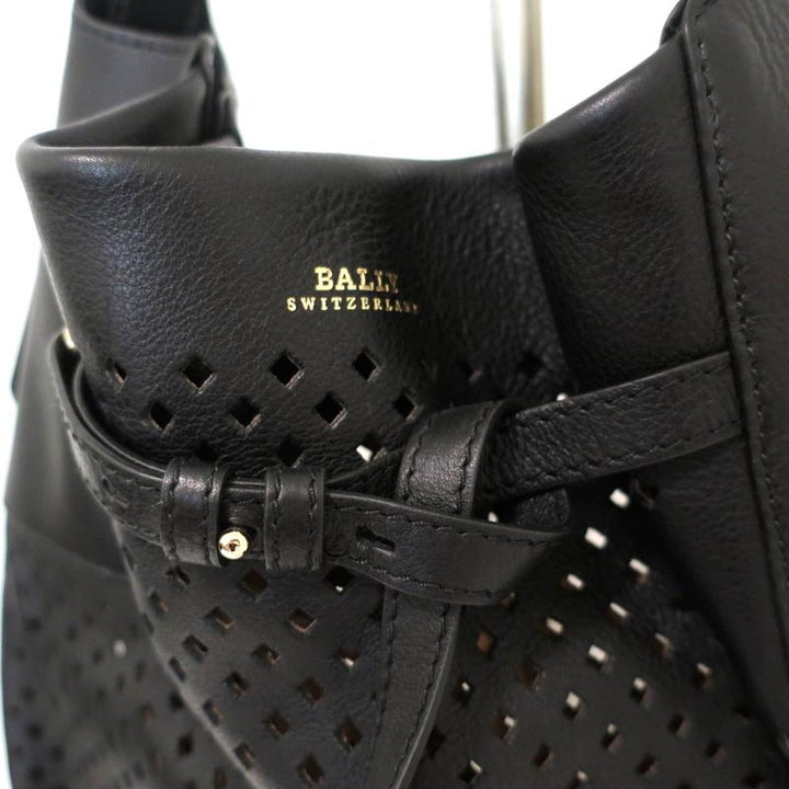 Bally Pamia Hobo Black Laser Cut Leather Extra Large Shoulder Bag NEW - Celebrity Owned