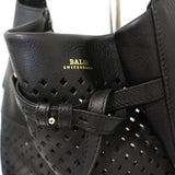 Bally Pamia Hobo Black Laser Cut Leather Extra Large Shoulder Bag NEW - Celebrity Owned