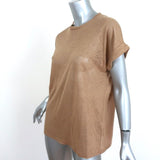 Balmain Tee Camel Slub Linen Jersey Size 36 Short Sleeve Top - Celebrity Owned