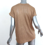 Balmain Tee Camel Slub Linen Jersey Size 36 Short Sleeve Top - Celebrity Owned