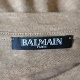 Balmain Tee Camel Slub Linen Jersey Size 36 Short Sleeve Top - Celebrity Owned