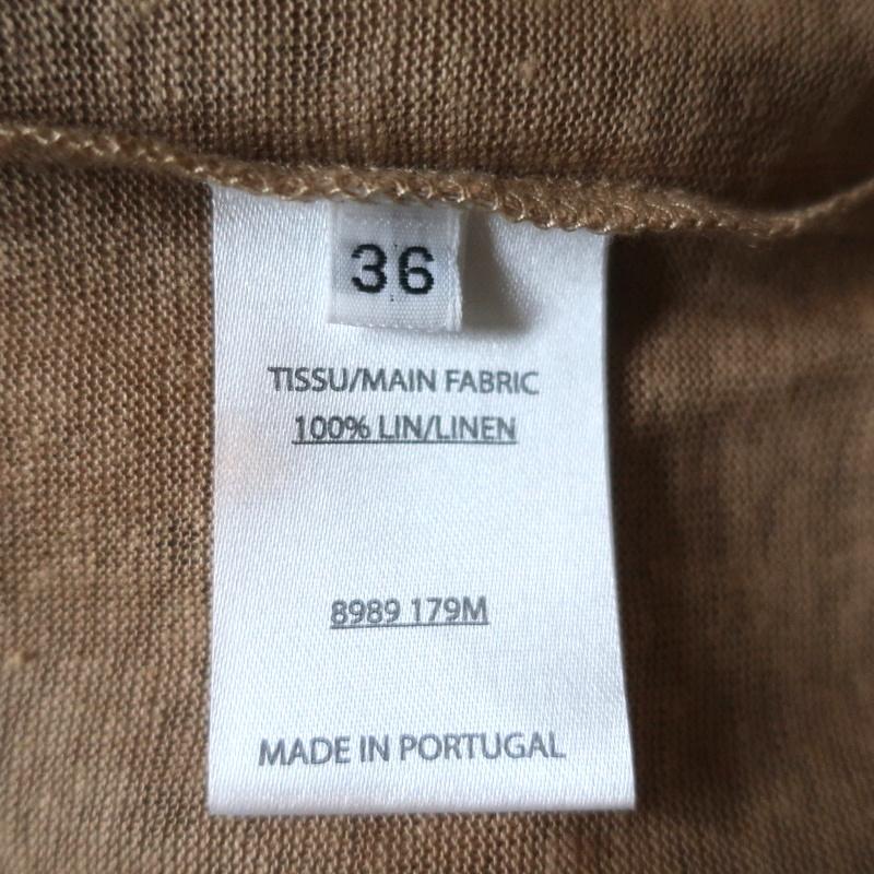 Balmain Tee Camel Slub Linen Jersey Size 36 Short Sleeve Top - Celebrity Owned