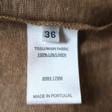 Balmain Tee Camel Slub Linen Jersey Size 36 Short Sleeve Top - Celebrity Owned