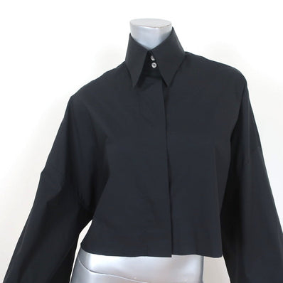 Balossa Cropped Shirt Black Cotton Size US 6 Long Sleeve Top - Celebrity Owned