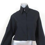 Balossa Cropped Shirt Black Cotton Size US 6 Long Sleeve Top - Celebrity Owned