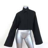 Balossa Cropped Shirt Black Cotton Size US 6 Long Sleeve Top - Celebrity Owned