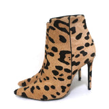 Barbara Bui Ankle Boots Leopard Print Pony Hair Size 37 Pointed Toe High Heel - Celebrity Owned