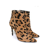 Barbara Bui Ankle Boots Leopard Print Pony Hair Size 37 Pointed Toe High Heel - Celebrity Owned