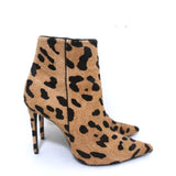 Barbara Bui Ankle Boots Leopard Print Pony Hair Size 37 Pointed Toe High Heel - Celebrity Owned