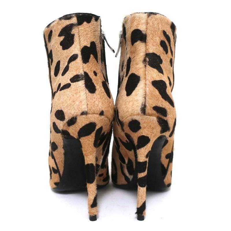 Barbara Bui Ankle Boots Leopard Print Pony Hair Size 37 Pointed Toe High Heel - Celebrity Owned