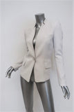 Barbara Bui Blazer White Crepe Size 36/Extra Small Collarless One-Button Jacket - Celebrity Owned