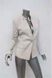 Barbara Bui Blazer White Crepe Size 36/Extra Small Collarless One-Button Jacket - Celebrity Owned