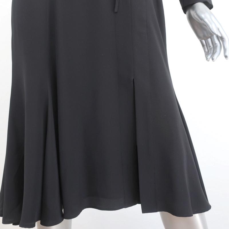 Barbara Bui Lace-Up Dress Black Silk Size 42 Long Sleeve Shift - Celebrity Owned