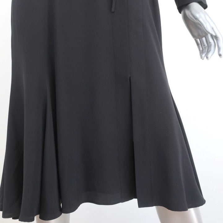 Barbara Bui Lace-Up Dress Black Silk Size 42 Long Sleeve Shift - Celebrity Owned