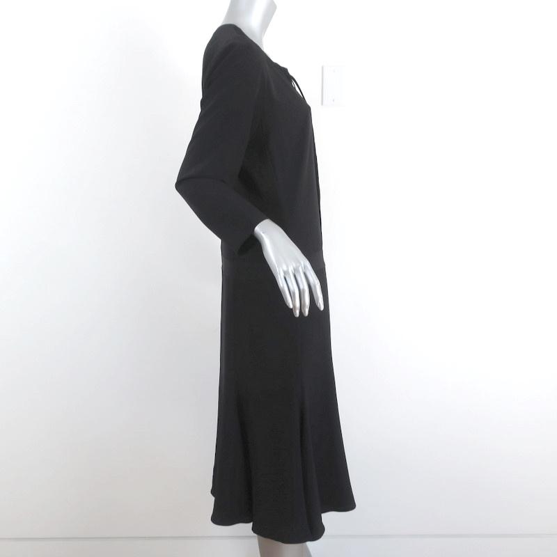 Barbara Bui Lace-Up Dress Black Silk Size 42 Long Sleeve Shift - Celebrity Owned