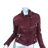 Barbara Bui Lace-Up Leather Motorcycle Jacket Burgundy Size 38 - Celebrity Owned