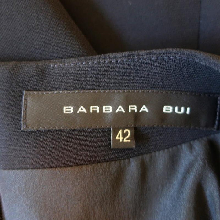 Barbara Bui Mini Dress Black Satin-Trim Crepe Size 42 Long Sleeve Tunic - Celebrity Owned