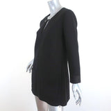 Barbara Bui Mini Dress Black Satin-Trim Crepe Size 42 Long Sleeve Tunic - Celebrity Owned