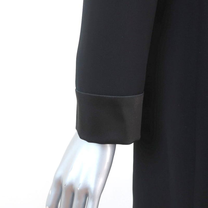 Barbara Bui Mini Dress Black Satin-Trim Crepe Size 42 Long Sleeve Tunic - Celebrity Owned