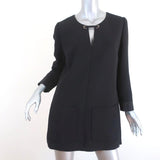 Barbara Bui Mini Dress Black Satin-Trim Crepe Size 42 Long Sleeve Tunic - Celebrity Owned