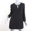 Barbara Bui Mini Dress Black Satin-Trim Crepe Size 42 Long Sleeve Tunic