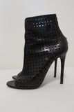 Barbara Bui Open Toe Booties Black Perforated Leather Size 38.5 Ankle Boots - Celebrity Owned