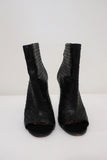 Barbara Bui Open Toe Booties Black Perforated Leather Size 38.5 Ankle Boots - Celebrity Owned