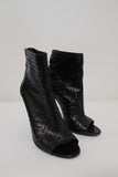 Barbara Bui Open Toe Booties Black Perforated Leather Size 38.5 Ankle Boots - Celebrity Owned