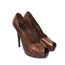 Barbara Bui Platform Pumps Brown Croc-Embossed Leather Size 37 Peep Toe Heels