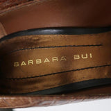 Barbara Bui Platform Pumps Brown Croc-Embossed Leather Size 37 Peep Toe Heels - Celebrity Owned