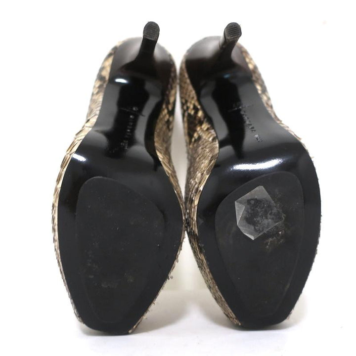 Barbara Bui Platform Pumps Ivory Snakeskin Size 37 Peep Toe Heels - Celebrity Owned