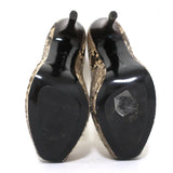 Barbara Bui Platform Pumps Ivory Snakeskin Size 37 Peep Toe Heels - Celebrity Owned