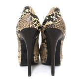 Barbara Bui Platform Pumps Ivory Snakeskin Size 37 Peep Toe Heels - Celebrity Owned