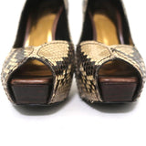 Barbara Bui Platform Pumps Ivory Snakeskin Size 37 Peep Toe Heels - Celebrity Owned