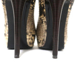 Barbara Bui Platform Pumps Ivory Snakeskin Size 37 Peep Toe Heels - Celebrity Owned