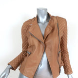 Barbara Bui Quilted Leather Motorcycle Jacket Camel Size 38 - Celebrity Owned