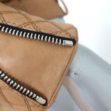 Barbara Bui Quilted Leather Motorcycle Jacket Camel Size 38 - Celebrity Owned