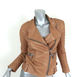 Barbara Bui Quilted Leather Motorcycle Jacket Camel Size 38 - Celebrity Owned