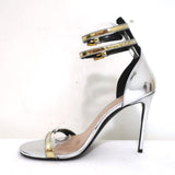 Barbara Bui Sandals Silver & Gold Mirrored Leather Size 39 Ankle Strap Heels - Celebrity Owned