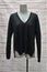 Barbara Bui Sweater Black Cotton-Modal Size Small V-Neck Side Split Pullover