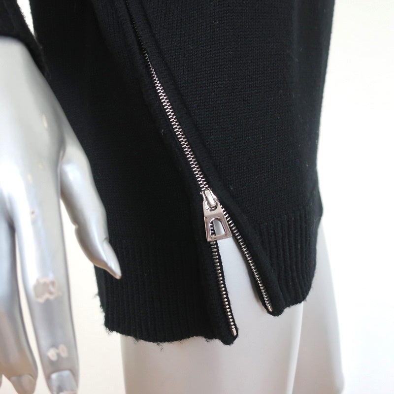Barbara Bui Turtleneck Sweater Black Wool Size Extra Small Side-Zip Pullover - Celebrity Owned