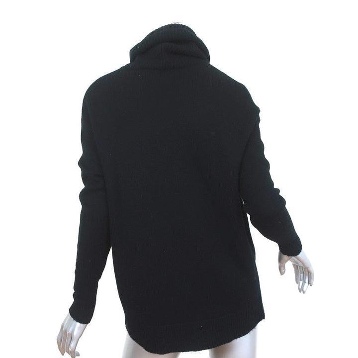 Barbara Bui Turtleneck Sweater Black Wool Size Extra Small Side-Zip Pullover - Celebrity Owned