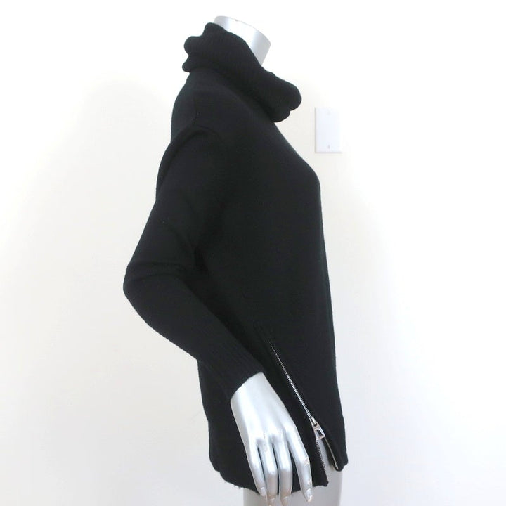 Barbara Bui Turtleneck Sweater Black Wool Size Extra Small Side-Zip Pullover - Celebrity Owned