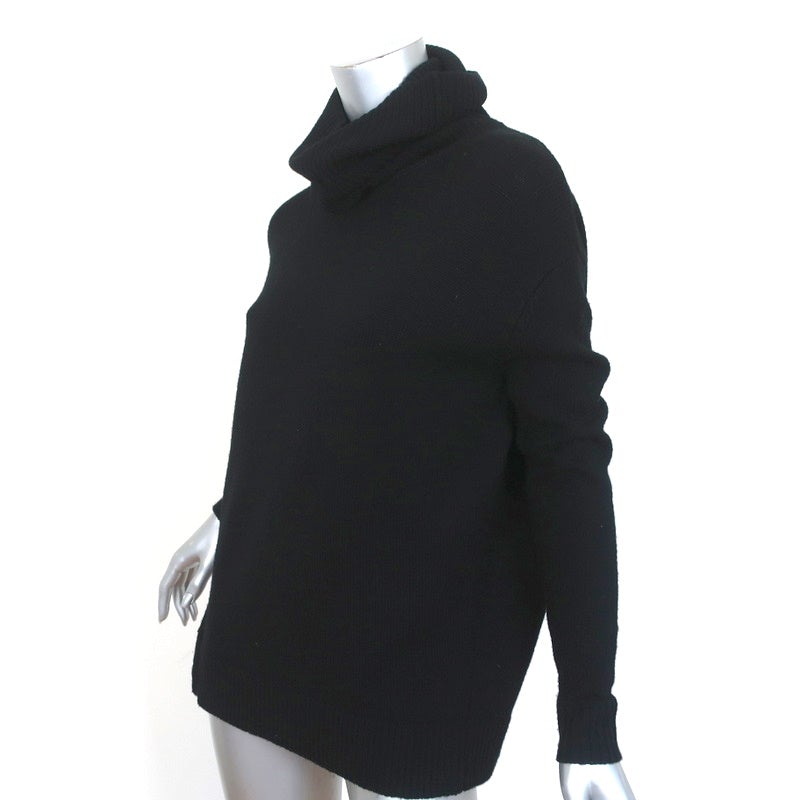 Barbara Bui Turtleneck Sweater Black Wool Size Extra Small Side-Zip Pullover - Celebrity Owned